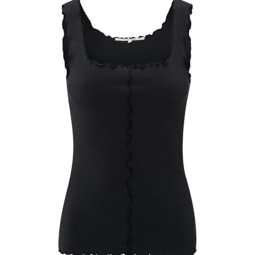 Débardeur en maille côtelée aux bords ondulés - YAYA - Washed black
