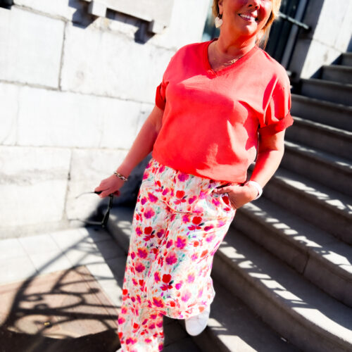 Pantalon imprimé floral - Ori - fuschia