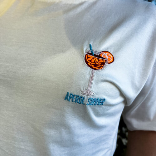 Tee-shirt col arrondi fluide coton peigné broderie coeur - Apérol