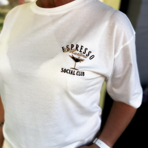 Tee-shirt col arrondi fluide coton peigné broderie coeur - Espresso martini