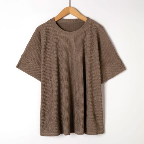 Blouse unie col rond - Max - taupe