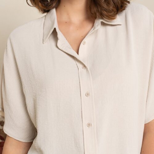 Chemise unie coupe large - Érica - beige