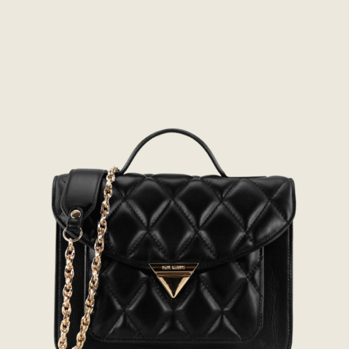 Sac à main cuir noir - Paul Marius - Mademoiselle George Diamant - noir