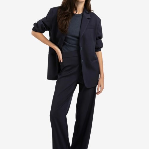 Blazer ample avec finitions effet bomber - YAYA - bleu marine