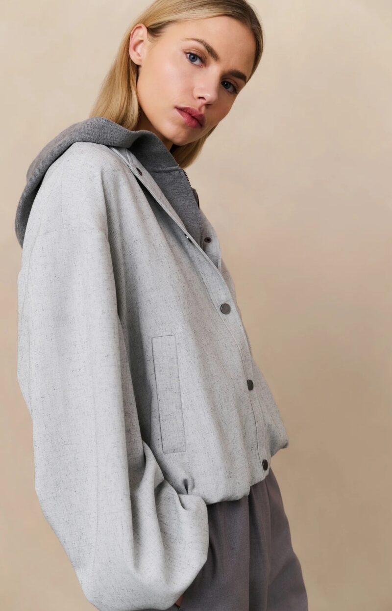 veste coupe ballon et boutons pression yaya gris clair melange 08