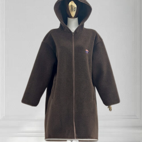 Veste cocooning longue avec capuche - Alia - chocolat