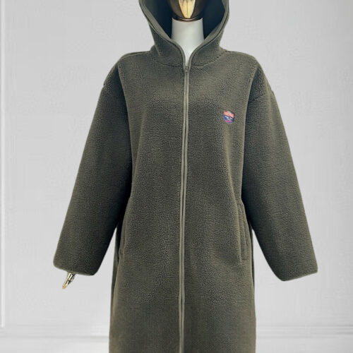 Veste cocooning longue avec capuche - Alia - kaki