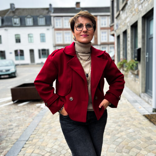 Manteau court oversized - Manon - bordeaux