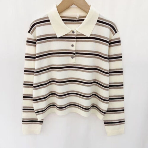 Polo fin ligné - Lunacol - taupe/beige