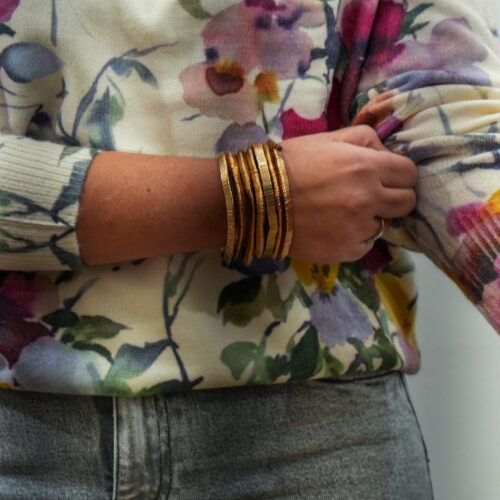 Pull imprimé col rond - Pensées multicolores